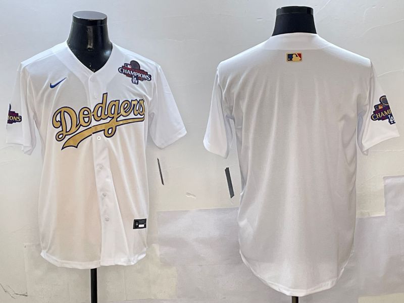 Men Los Angeles Dodgers Blank White Champion gold character 2025 Nike MLB Jersey style 2->los angeles dodgers->MLB Jersey